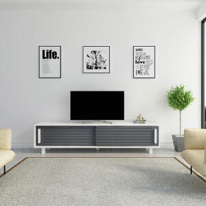 Comoda TV, Avva Home, Root, 180x48.2x35 cm, Antracit/Alb