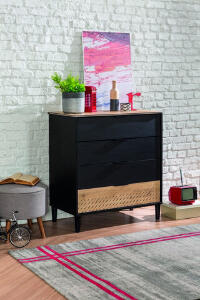 Dulap, Çilek, Black Dresser, 86x94x46 cm, Multicolor