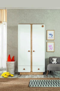 Dulap pentru haine, Çilek, Natura Baby 2 Doors Wardrobe, 103x195x56 cm, Multicolor