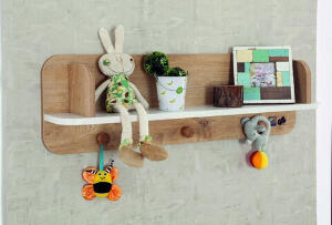 Raft de perete, Çilek, Natura Baby Hanger Shelf, 82x25x15 cm, Multicolor