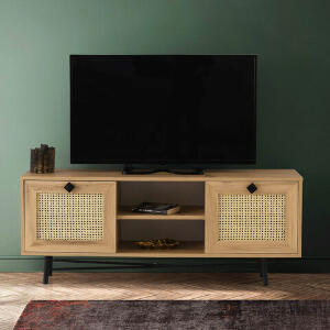 Comoda TV, Kalune Design, Begonya 140, 140x60x40 cm, Stejar / Negru