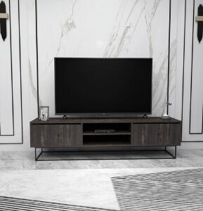 Comoda TV, Kalune Design, Escape 180, 180x50x40 cm, Maro închis/Negru