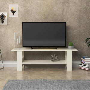 Comoda TV, Lagomood, Nero, 125x40x29.5 cm, Alb