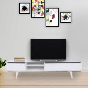 Comoda TV, Mod Design, Graz, 180x30x45 cm, Alb