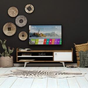 Comoda TV, Mod Design, Ticaba, 120x47x35 cm, Stejar / Alb