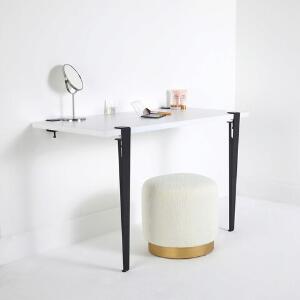 Masa de toaleta / machiaj, Logg, Thetis, 90x75x45 cm, Alb negru