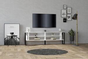 Comoda TV, Puqa Design, Cupe, 160x50.4x24.5 cm, PAL, Alb