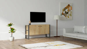 Comoda TV, Puqa Design, Milano, 110x59x32 cm, PAL, Safir / Negru