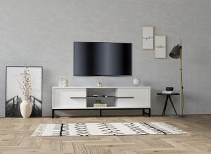 Comoda TV, Puqa Design, Mono, 160x50x40 cm, PAL, Alb