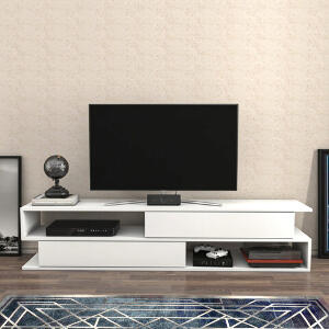 Comoda TV, Retricy, Cortez, 160x35.3x38.6 cm, PAL, Alb