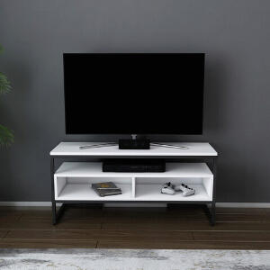 Comoda TV, Retricy, Merrion, 110x35x49.9 cm, PAL, Alb negru