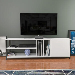 Comoda TV, Retricy, Oneida, 140x35.3x50.8 cm, PAL, Alb negru