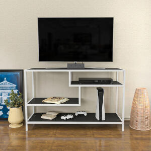 Comoda TV, Retricy, Robbins, 120x39x75 cm, PAL, Alb / Antracit