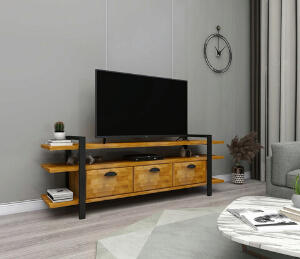 Comoda TV, Woodface, Lucca, 148x47x29.5 cm, Lemn, Stejar