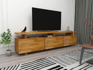 Comoda TV, Woodface, Verona, 174x52x30 cm, Lemn, Stejar