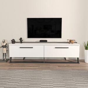 Comoda TV, Zena Home, Astrid, 163.8x46.8x36.6 cm, PAL, Alb negru