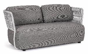 Canapea fixa pentru gradina / terasa, din aluminiu tapitata cu stofa, cu perne detasabile, 2 locuri, Palmer Gri / Alb, l167xA86xH79 cm