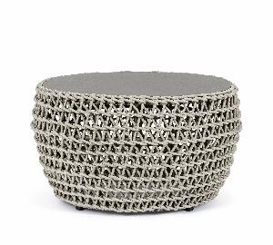 Masa de cafea pentru gradina / terasa, din aluminiu si material textil, Cuyen Gri / Bej, Ø64xH38 cm
