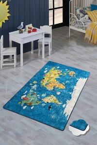 Covor, World Map , 200x290 cm, Catifea, Multicolor