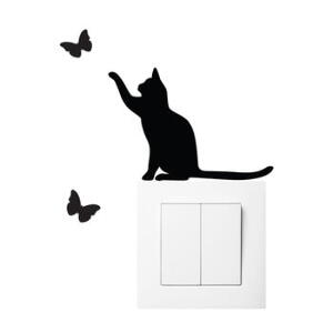 Autocolant pentru întrerupător Ambiance Cat, negru