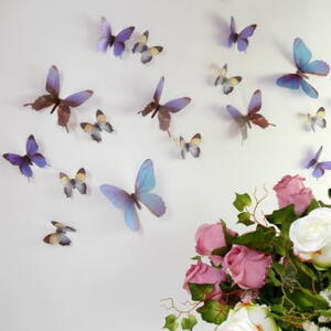 Set 18 autocolante 3D Ambiance Butterflies, albastru