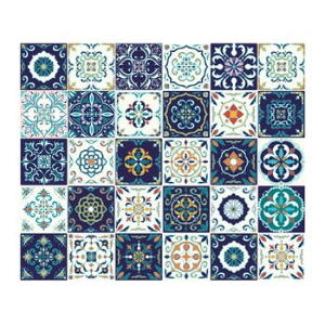 Set 30 autocolante de perete Ambiance Tiles Azulejos Forli, 10 x 10 cm