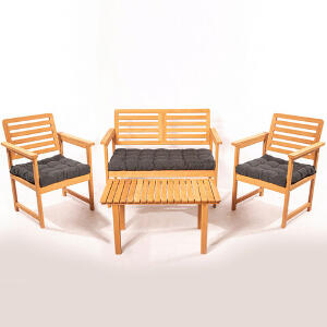 Set bancuta, 2 scaune si masa, My Interior, Tria, lemn de carpen, maro/antracit
