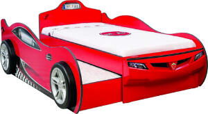 Pat pentru copii Car, Çilek, Coupe Carbed (With Friend Bed) (Red) (90X190, 107x82x209 cm, Multicolor