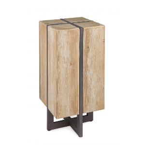 Scaun de bar din lemn de brad, cu picioare metalice Garrett Natural, l32xA32xH70 cm