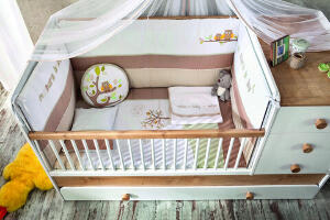 Set de dormit pentru bebelusi cu protectie laterala, Natura Baby (80x130 Cm), Çilek, Bumbac