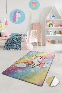 Covor de Copii Flying Unicorn, Multicolor, 160x100 / 140x190 cm