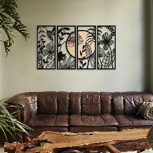 Decoratiune de perete Metal Frunze Wood, Negru, 68 x 29 cm