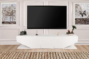 Comoda Tv Elegant cu 3 usi, Alb, 180 x 40 x 30 cm