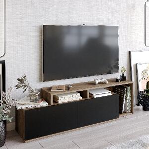 Comoda Tv Getir cu 2 usi si rafturi modern, Nuc, 150 x 43 x 35 cm