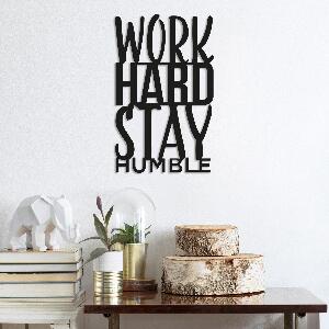 Decoratiune de perete Metal Work Hard Stay Humble-star, Negru, 50x1x30 cm
