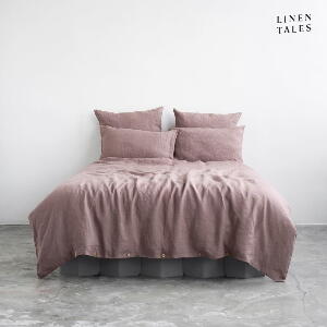 Lenjerie de pat roz din in pentru pat de o persoană 135x200 cm – Linen Tales