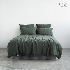 Lenjerie de pat verde-închis din in pentru pat dublu 200x200 cm – Linen Tales
