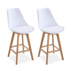 Set 2 scaune pentru bar Itsy, Heinner, 48x47x106 cm, piele ecologica/lemn, alb