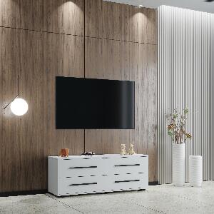 Comoda TV Siena, 4 Sertare, Alb, 120 x 35 x 45 cm