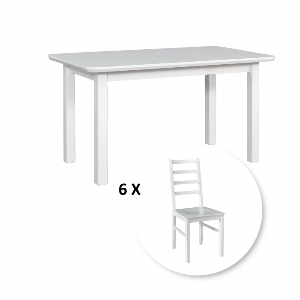 Set masa extensibila WENUS II S, 6 persoane, 140 180x80x76 cm + 6 scaune NILO 8D, alb