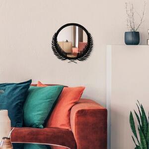 Oglinda decorativa, Palm Mirror S, Metal, Dimensiune: 35 x 34 cm, Negru