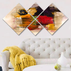 Set 4 tablouri decorative, 4MDF57105609, MDF, Imprimat UV, Multicolor