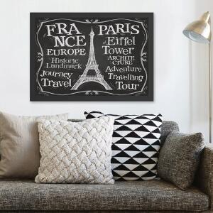 Tablou decorativ, Paris 2 (40 x 55), MDF , Polistiren, Alb negru