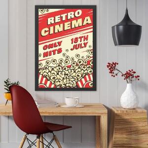 Tablou decorativ, Retro Cinema (55 x 75), MDF , Polistiren, Crem / Roșu