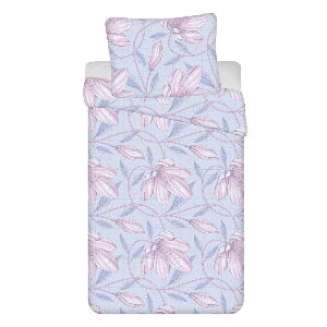 Lenjerie de pat din bumbac albastru deschis-roz 4 piese pentru pat single 140x200 cm Orona - Jerry Fabrics