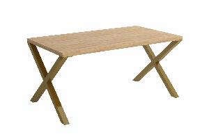 Masa din lemn de stejar, cu picioare metalice Lavista Natural / Auriu