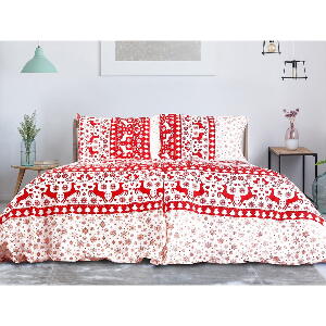 Lenjerie de pat roșie/albă din bumbac pentru pat de o persoană 140x200 cm Exclusive – B.E.S.