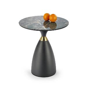 Masa de cafea din ceramica si metal, Morenis Verde / Negru / Auriu, Ø50xH52 cm