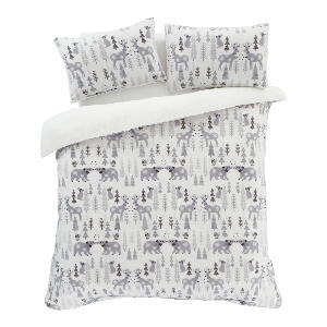 Lenjerie de pat albă-gri din micropluș pentru pat de o persoană 135x200 cm Winter Wonderland – Catherine Lansfield