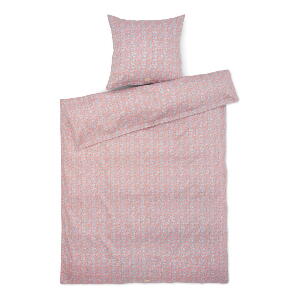 Lenjerie de pat albastru-deschis/roz din bumbac satinat pentru pat de o persoană 140x200 cm Pleasantly – JUNA
